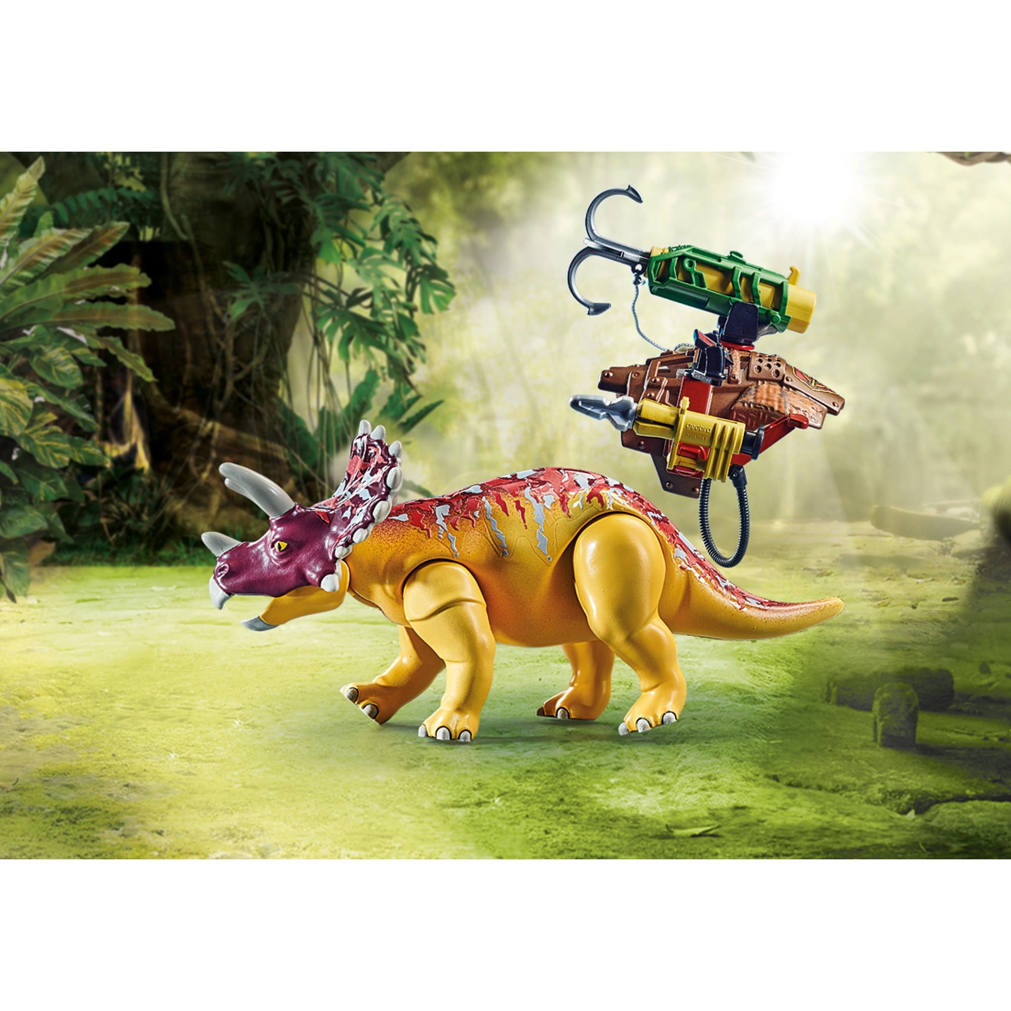 Playmobil Dino Rise 71262 Tricératops Et Soldats, Dinosaure Avec Ar Amovible Et Un Grand Canon Avec Grappin Jouet Pour E Amz