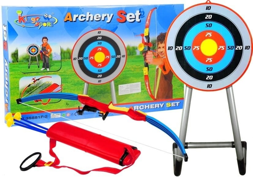 Łuk z Tarczą Na Stojaku Kołczan 3 Strzały 85 cm Niebieski - SPORTOWE ...