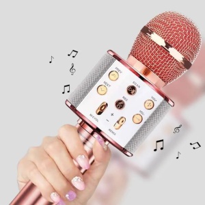 MIKROFON KARAOKE BEZPRZEWODOWY GŁOŚNIK BLUETOOTH ROSE GOLD WS-858