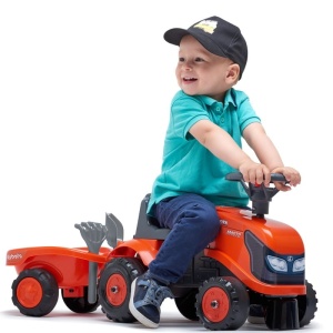 FALK BABY JEŹDZIK TRAKTOREK KUBOTA POMARAŃCZOWY Z PRZYCZEPKĄ OD 12 M-CY 260C