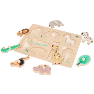 ADAM TOYS DREWNIANA UKŁADANKA PUZZLE SAFARI Z UCHWYTAMI N2028