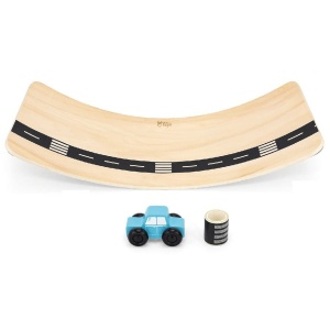 ADAM TOYS DREWNIANA DESKA DO BALANSOWANIA Z FILCEM AUTKIEM I DROGĄ DO 80 KG N4101