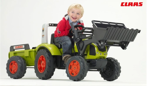 FALK DUŻY TRAKTOR NA PEDAŁY Z PRZYCZEPĄ I ŁYŻKĄ CLAAS ARION 1040M