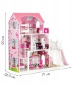 ECOTOYS DREWNIANY DOMEK DLA LALEK XXL Z WINDĄ I ZJEŻDŻALNIĄ TL49059