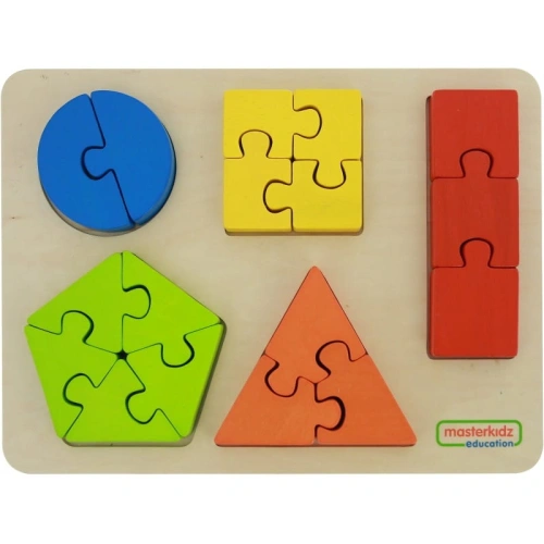 MASTERKIDZ DREWNIANE PUZZLE FIGURY GEOMETRYCZNE NAUKA KSZTAŁTÓW ME03737