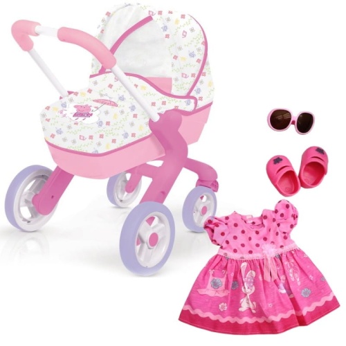 SMOBY WÓZEK GŁĘBOKI DLA LALEK ŚWINKA PEPPA + UBRANKO