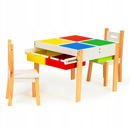 DREWNIANE MEBLE DLA DZIECI ZESTAW STÓŁ +2 KRZESŁA