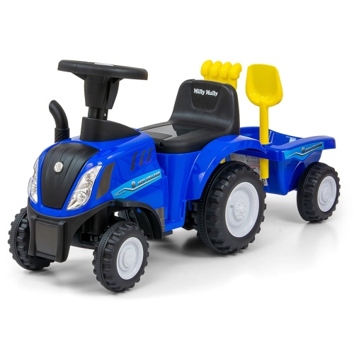 MILLY MALLY JEŹDZIK TRAKTOR Z PRZYCZEPKĄ NEW HOLLAND T7 NIEBIESKI