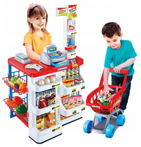 LUKSUSOWY SUPERMARKET DO ZABAWY Z WÓZKIEM SKANEREM I AKCESORIAMI