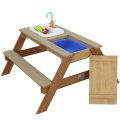 AXI DREWNIANY STÓŁ PIKNIKOWY Z UMYWALKĄ I POJEMNIKAMI NA PIASEK/WODĘ A031.030.00