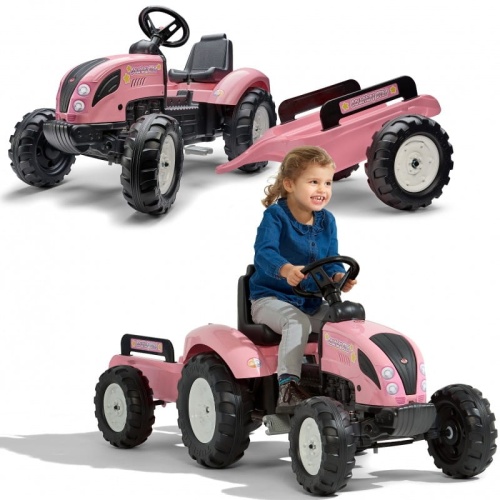 FALK TRAKTOR NA PEDAŁY Z PRZYCZEPĄ COUNTRY STAR RÓŻOWY 3-7 LAT 1058AB