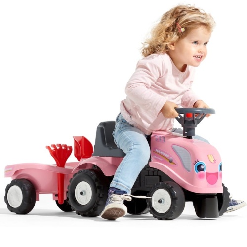 FALK BABY JEŹDZIK TRAKTOREK GIRLY NEW HOLLAND RÓŻOWY Z PRZYCZEPKĄ OD 12 M-CY 288C