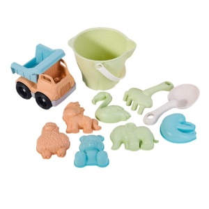 ZESTAW DO PIASKU WIADERKO SAMOCHODZIK 11EL. BIODEGRADOWALNY MATERIAŁ