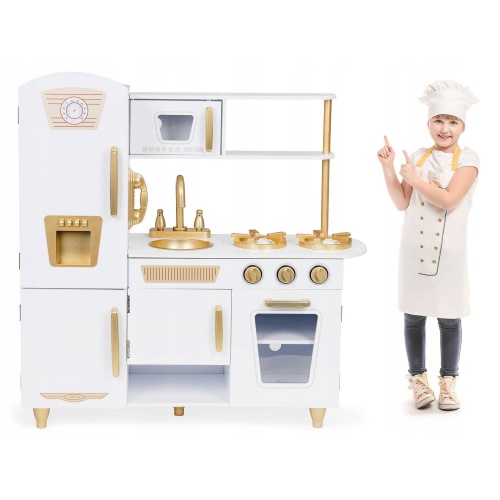 ECOTOYS DREWNIANA KUCHNIA DO ZABAWY BIAŁA 7267