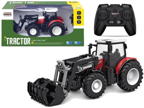 Traktor  Czerwony Zdalnie Sterowany 2,4 G Ruchoma Łyżka 1:24