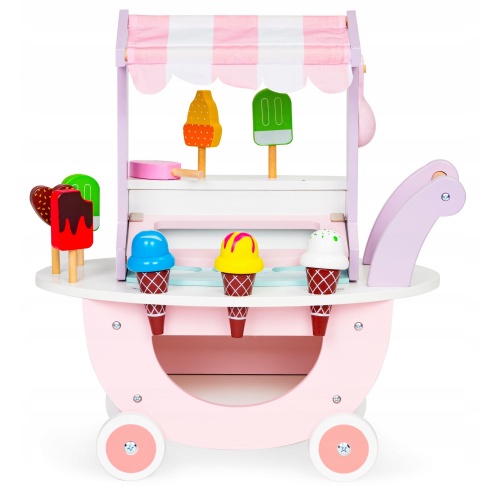 ECOTOYS DREWNIANY WÓZEK SKLEP LODZIARNIA DLA DZIECI 12EL. TL89015