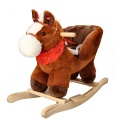 ADAM TOYS BRĄZOWY KONIK NA BIEGUNACH Z FOTELIKIEM OD 10 M-CY