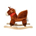 ADAM TOYS BRĄZOWY KONIK NA BIEGUNACH Z FOTELIKIEM OD 10 M-CY