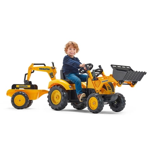 FALK TRAKTOR NA PEDAŁY Z PRZYCZEPĄ ŁYŻKĄ I ŁADOWARKĄ KOMATSU 3-7 LAT 2086Y