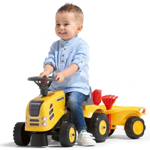 FALK BABY JEŹDZIK TRAKTOREK KOMATSU ŻÓŁTY Z PRZYCZEPKĄ OD 12 M-CY 286C