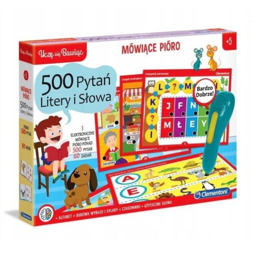 CLEMENTONI GRA EDUKACYJNA MÓWIĄCE PIÓRO 500 PYTAŃ LITERY 50780