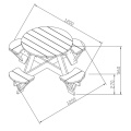 AXI DREWNIANY STOLIK PIKNIKOWY "UFO" 4 SIEDZENIA KOLOR A031.002.08