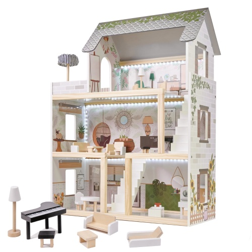 LULILO DOMEK DLA LALEK DREWNIANY FLORO BOHO LED 78 CM