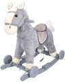 ADAM TOYS PLUSZOWY KONIK NA BIEGUNACH SIWEK Z KOŁAMI