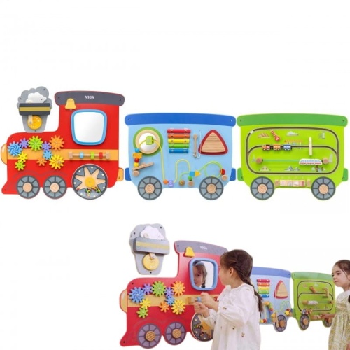 VIGA DREWNIANA SENSORYCZNA TABLICA MANIPULACYJNA POCIĄG 44717