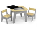MILLY MALLY ZESTAW MEBLI DLA DZIECI STOLIK + 2 KRZESEŁKA OLAF BLOCKS DARK GREY