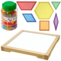 MASTERKIDZ Panel Skrzynia LED Sensoryczna + Klocki Montessori Mozaika 140 el.