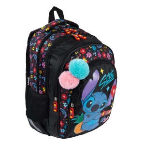 Plecak szkolny 4-komorowy Stitch Black Aloha St.Majewski #G2