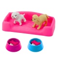 Zestaw Mini Laleczka Z Dwoma Pieskami Legowisko Miski Z Karmą