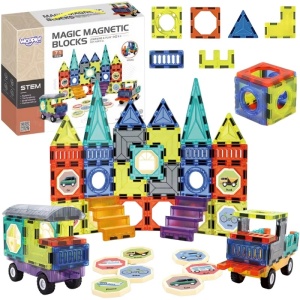 WOOPIE Klocki Magnetyczne 3D Zestaw Zamek Pojazdy 71el.