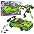 Klocki Konstrukcyjne Auto Robot 2w1 Żółto-Zielony Napęd 352 el.