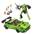 Klocki Konstrukcyjne Auto Robot 2w1 Żółto-Zielony Napęd 352 el.