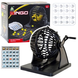 Gra Rodzinna Bingo Maszyna Losująca Klasyczna 80 Kulek 20 Kart