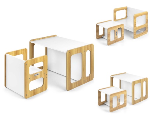 MILLY MALLY ZESTAW MEBLI DLA DZIECI STOLIK + KRZESEŁKO STELLA 3w1 NATURAL