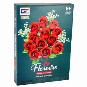 Klocki Konstrukcyjne Bukiet Kwiatów Czerwone Róże Gipsówka 952 el.