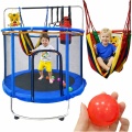 TRAMPOLINA DLA DZIECI OGRODOWA 150 CM Z SIATKĄ NIEBIESKA