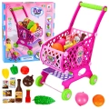 Duży Wózek Sklepowy Dla Dzieci Produkty Spożywcze Różowy 52cm 46 el.