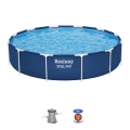 Basen Ogrodowy Stelażowy Z Pompą Niebieski 366x76 cm Zestaw Bestway 56681