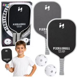 Zestaw Paletki Do Gry w Pickleballa Tenisa Badmintona 2 Piłki Czarno-Szare