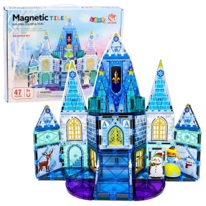 Klocki Magnetyczne Konstrukcyjne Zamek Lodowej Księżniczki Niebieskie 47 el.