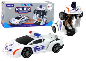 Samochód-robot policyjny 2w1 biały Lean Toys