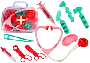 Różowy zestaw lekarski dla dzieci w walizce Lean Toys
