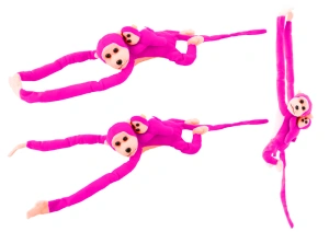 Maskotka pluszowa małpka z dzieckiem ciemnoróżowa z dźwiękiem 70 cm