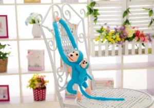 Maskotka pluszowa Małpka z dzieckiem niebieska 90 cm Lean Toys