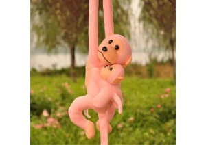 Maskotka pluszowa małpka z dzieckiem różowa 90 cm Lean Toys