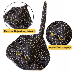 Maskotka pluszowa płaszczka czarna w kropki 50 cm